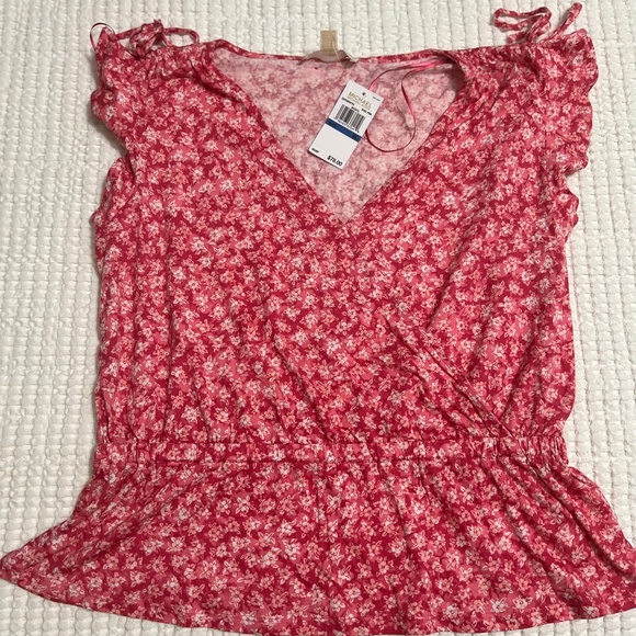 Michael Kors Red Floral Crop Top NWOT - Picture 1 of 7